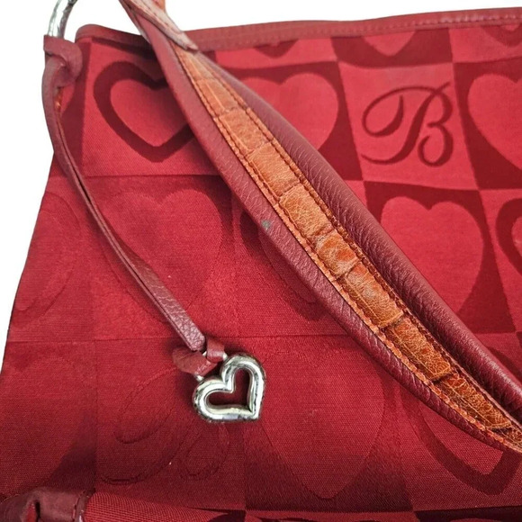 Brighton D962190 Red Canvas Heart Pattern Purse Handbag Shoulder Bag - Picture 3 of 9